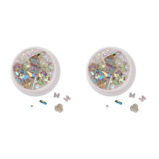 maskred 1/2/3/5 Art Crystal Flower Shining Rhinestone Pearl Sequin Rhinestone Manicure Decoration No.4 2PCS