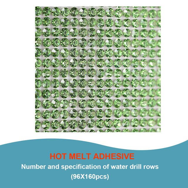 VONKY Crystal Rhinestone Ribbon Clothing Accessories Sticker Convenient Using Present Decoration Sheet with Shine Appearance Exquisite ligth green 6 hot melt glue