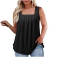 thumbnail image 1 of ShomPort Débardeurs à Encolure Carrée Plissée pour Femmes Grande Taille Été Sans Manches Décontractés Amples Fluides, 1 of 7