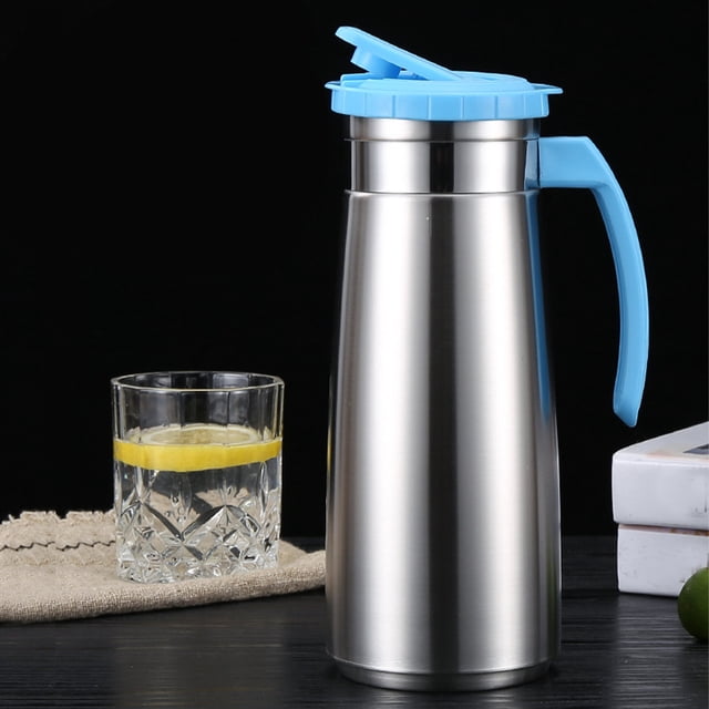 Seau à Boisson Grande Capacité Pichet d'Eau Froide Distributeurs de Jus pour Fêtes Pichet d'Eau en Acier Inoxydable Distributeur de Boisson pour Réfrigérateur Pichet d'Eau pour Réfrigérateur 1,3 L