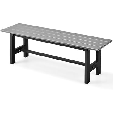 Gymax Banc d'Extérieur en HDPE avec Cadre en Métal 47 Pieds' x 14 Pieds' x 16 Pieds' pour Cour et Jardin Gris