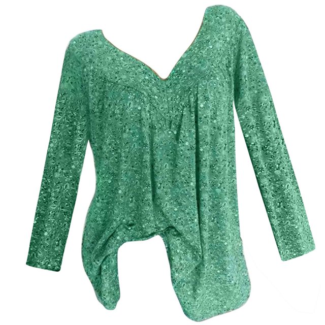 CEHVOM Blouse à Manches Longues Col en V Imprimée pour Femmes Grande Taille, Liquidation