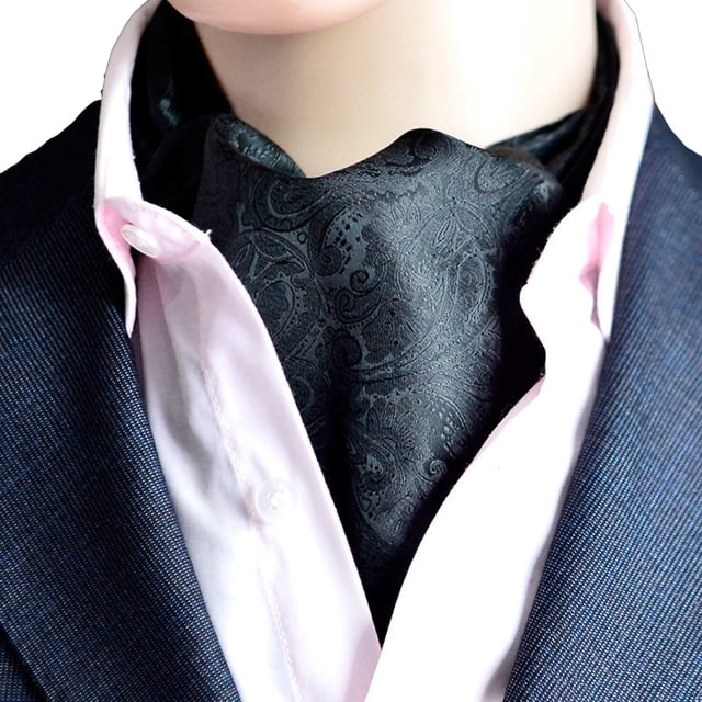Cravate pour Homme Mode Affaires Professionnelle Foulard Cravate Tissée Ascot à Nouer en Noir avec un Subtil Motif Cachemire, Fabriquée en Fibre de polyester durable. Mesurant 118 cm de Longueur et 16 cm de Largeur, Cet Accessoire pour Homme Est Assorti à un Complet Formel et à une Chemise Rose pour une Apparence Soignée. Idéal pour les occasions Formelles et Décontractées comme le Travail, les Voyages Ou les Fêtes.