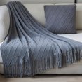 thumbnail image 4 of TopLLC Couverture Jetée, Couverture Jetée pour Canapé Couverture Douce Couverture Tricotée Couverture à Franges Couverture de Sofa Couverture de Sommeil 180x130cm Couverture Douce, 4 of 6