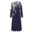 thumbnail image 4 of Erwazi Robe Midi à Manches Longues pour Femmes, Col Rond, Plissée, à Volants, Ligne A, Fluide, Printemps Automne, Décontractée, avec Poches, 4 of 4