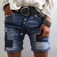 thumbnail image 3 of AherBiu Short Jeans for Women High Waisted Patchwork Summer Classic Slim Denim Shorts with Pockets, 3 of 3