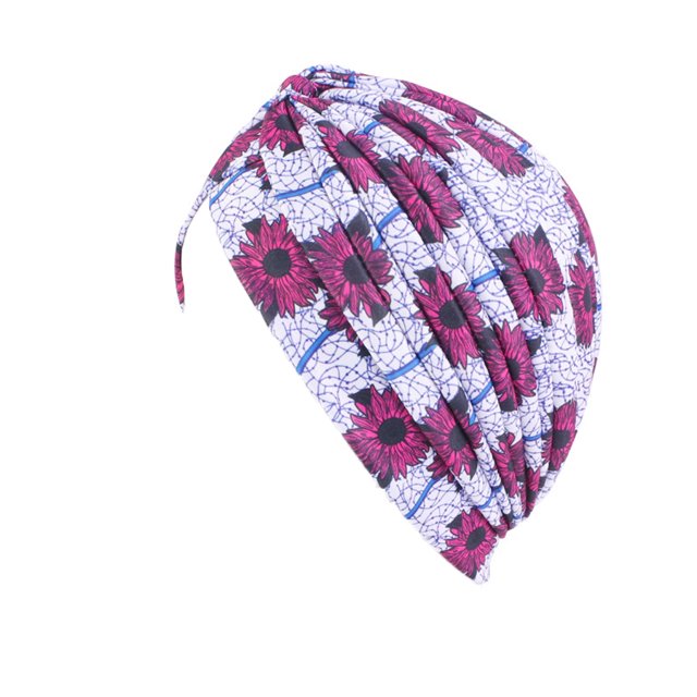 Dames Turban Polyester Réutilisable Pliable Décoratif Turban Est Conçu et Chapeau Intérieur Extérieur Marche Tête de Travail Bonnet Bonnet Floral Blanc