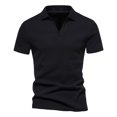 thumbnail image 1 of Birdeem Mode Hommes Décontracté Slim Col Rabattu Couleur Unie Manches Courtes T-Shirt Hauts Blouse, 1 of 9