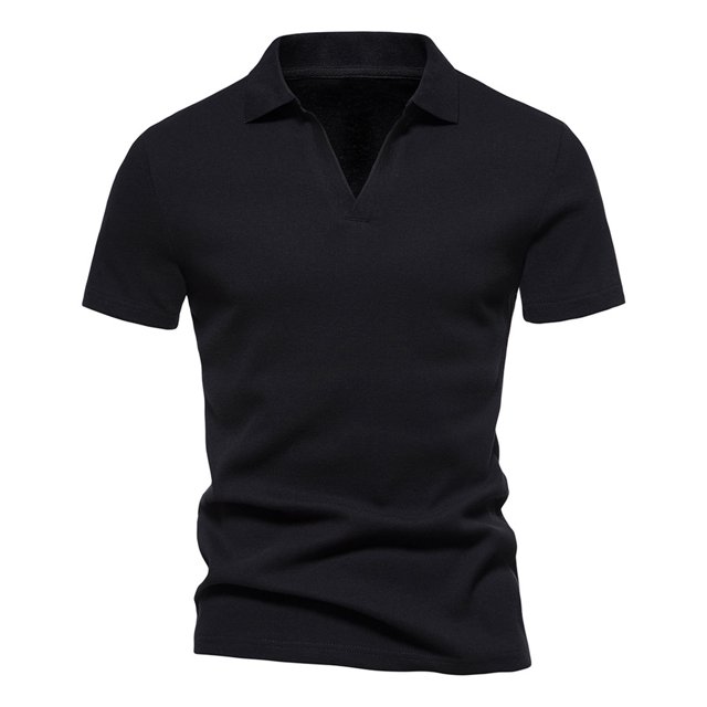 Birdeem Mode Hommes Décontracté Slim Col Rabattu Couleur Unie Manches Courtes T-Shirt Hauts Blouse