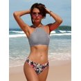 thumbnail image 4 of Charmo Womens Bikini Swimsuit Set Halter High Neck Cross Back Bathing Suit, 4 of 6