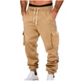 thumbnail image 2 of Ceisia Men Solid Color Loose Casual Pants Elastic Waist Drawstring Sports Gift Work Trousers, 2 of 9
