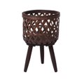thumbnail image 4 of DOLITY Rattan Basket Floor Planter Versatile Home Decor for Home Office Wooden Legs Brown 33x21cm, 4 of 9