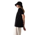 thumbnail image 1 of T-shirts à Manches Courtes Surdimensionnés pour Femmes, Col Ras du Cou, Coupe Ample, T-Shirt d'Entraînement, Hauts Décontractés d'Été, Coton, Noir, M, 1 of 8