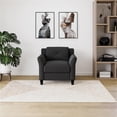 thumbnail image 2 of Bowery Hill Transitional Microfiber Chair with Curved Arm in Black, 2 of 5