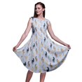 thumbnail image 1 of Bimba Robe Débardeur Sans Manches pour Femmes, Longueur Genou, Imprimée d'Animaux Crinière de Cheval Bleue, Tenue de Vacances - XX-Grand, 1 of 6