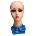 thumbnail image 1 of Mannequin Femme Chauve Tête Stable Base Multifonctionnelle Lisse Titulaire Mannequin Bleu Tissu, 1 of 9