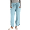 thumbnail image 3 of Sentmoon Loose Pants for Women Summer Solid Color Drawstring High Waist Womens Work Pants Plus Size Linen Womens Trouser Pants with Pocket for Everyday Casual Wear, 3 of 7