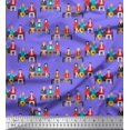 thumbnail image 1 of Soimoi Purple Rayon Fabric Human Group Print Sewing Fabric Yard 56 Inch Wide, 1 of 3