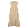 thumbnail image 4 of Ersazi Robe Longue d'Été Décontractée Sans Manches en Coton et Lin Unie pour Femmes, Mode, Robes d'Été pour Femmes 2023 10- Kaki 5TG, 4 of 8