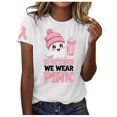 thumbnail image 1 of TSADFHJI Hauts de Vacances pour Femmes Brillants Mode Décontractée pour Femmes T-Shirt à Manches Courtes Col Rond Imprimé Blanc, 1 of 6
