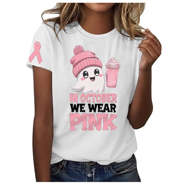 TSADFHJI Hauts de Vacances pour Femmes Brillants Mode Décontractée pour Femmes T-Shirt à Manches Courtes Col Rond Imprimé Blanc