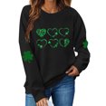 thumbnail image 2 of Tauxra Chandail à Col Rond à Manches Longues pour Femmes, Haut Décontracté à Enfiler avec Imprimé de Trèfle de la Saint-Patrick pour Femmes, Tenues de Fête des Fêtes, Tissu Doux en Polyester Teint au Fil, 2 of 5