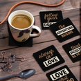 thumbnail image 3 of Inkdotpot Set of 6 Drink Coasters Easy Clean 4-inch SquareCoastersCork Base-Reusable- Quotes, 3 of 8