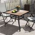 thumbnail image 1 of Square Metal Patio Dining Table with Umbrella Hole - Outdoor Wood-Look Table for Garden, Backyard, Porch & Balcony, 1 of 8