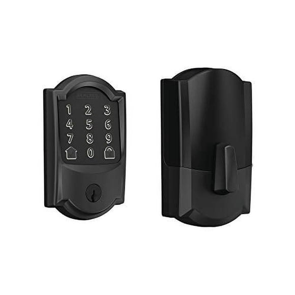 Schlage Encode WiFi Deadbolt Smart Lock, Keyless Entry Touchscreen Door Lock with Camelot Trim in Matte Black, BE489WB CAM 622