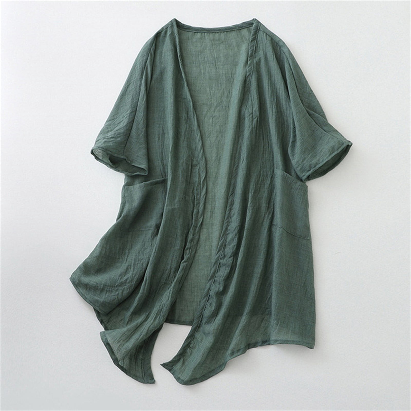 Simua Cardigan Ouvert à Manches Longues pour Femmes, Décontracté, Léger, Mi-Longueur