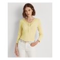 thumbnail image 1 of RALPH LAUREN Womens Yellow Fitted Button Front Long Sleeve V Neck Top XL, 1 of 4