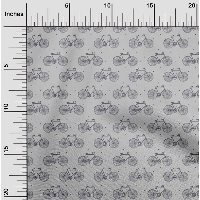 oneOone Viscose Chiffon Fabric Dot & Bicycle Block Print Sewing Fabric BTY 42 Inch Wide