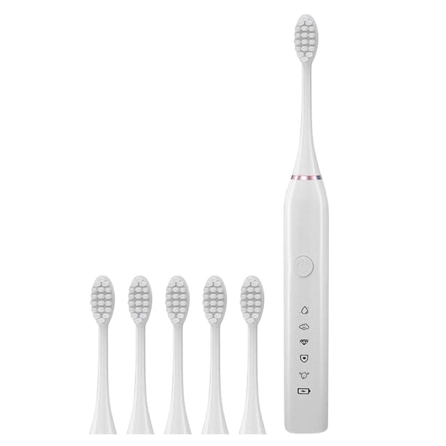 Vrorvz USB Rechargeable Electric Toothbrush for Adults with Timer and 5 Brushing Modes Includes Replacement Heads Smart Design Long Battery Life and Nylon Bristles
