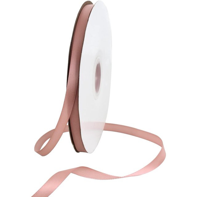 TONIFUL 3/8 in x 100yds Rose Gold Satin Ribbon Thin Solid Fabric Ribbons Roll for Gift Wrapping Invitation Floral Hair Balloons Craft Sewing Party Wedding Popsicles Decoration Valentine's Day Bouquet