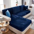 thumbnail image 4 of 2024 Soft Velvet Sofa Seat Cushion Cover - Stretch Non-Slip Sofa Cover Couch Cushion Covers for Sectional Sofa L Shape  Sofa Cushion Slipcover Furniture Protection (Grey  Large Single Sea, 4 of 12