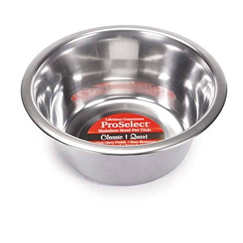 Proselect & Autres - les Marques Peuvent Varier en Vrac, Plats pour Chiens en Acier Inoxydable - Fini Miroir Lourd, Résistant aux Taches et aux Égratignures (1 Quart – 32 Oz/4 Tasses/946 ml, 5 Plats)