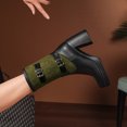 thumbnail image 3 of B91xZ Bottes Chelsea à Plateforme pour Femmes Mode Talon Bas Fermeture Éclair Mi-Mollet Chaussures, Vert 6.5, 3 of 5