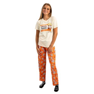 Naruto Ichiraku Ramen Adult Womens Sleepwear Set with Short Sleeve Tee and Sleep Pants