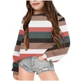 thumbnail image 1 of RXIRUCGD Chandail à Rayures à Blocs de Couleur pour Filles, Col Rond, Manches Longues, Chandails Décontractés Amples, Hauts à Enfiler, Mode Automne Hiver, Tenues Mode Urbaine, Chandail Vert pour Filles Taille 2-3 Ans, 1 of 4