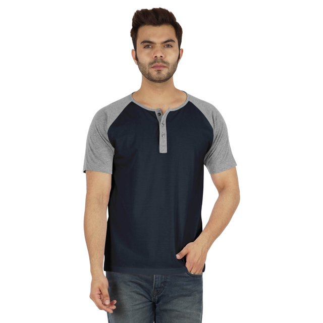 Inkmeso Short Raglan Sleeve Cotton Lightweight Solid T-Shirts Classic Henley T-Shirt For Mens