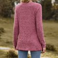 thumbnail image 4 of PEZHADA Chandails pour Femmes en Liquidation, Chandails à Enfiler pour Femmes Col Rond Rayé Mat Chandail Uni T-shirt à Manches Longues Chandails Haut Bordeaux, 4 of 4