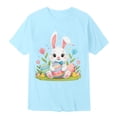 thumbnail image 4 of MIASHUI T-Shirts Graphiques de Pâques pour Garçons Manches Courtes Décontractées Douces Hauts Colorés pour Enfants Bleu Clair, 12-13 Ans, 4 of 4