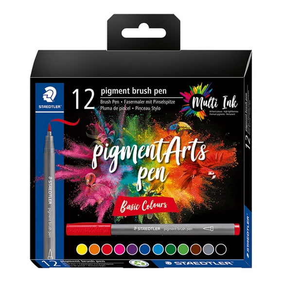 Staedtler Pigment Arts Marker Pens, 12 Basic Colours