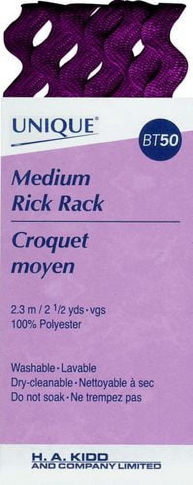 UNIQUE Medium Rick Rack polyester 6 mm (0.24 in) × 2.3 m (1/4 in × 2.5 yd), violet