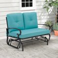 thumbnail image 1 of Costway Glider Outdoor Patio Rocking Bench Loveseat Cushioned Seat Steel Frame Turquoise Turquoise, 1 of 7
