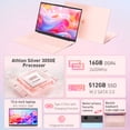 thumbnail image 2 of Auusda Ordinateur Portable, Windows 11 Pro, Écran 15,6 Po, Processeur 3050E, 16 Go de RAM, SSD 512 Go, Clavier Rétroéclairé, Déverrouillage par Empreinte Digitale, Rose, 2 of 9