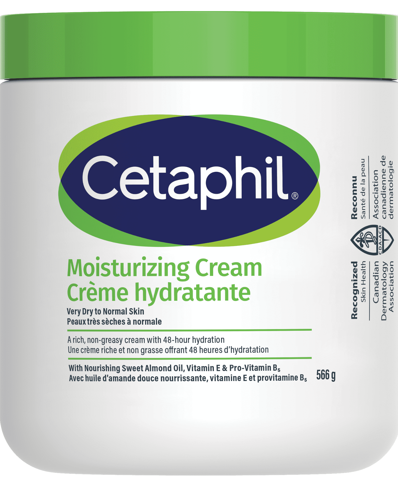 Cetaphil Moisturizing Cream with Sweet Almond Oil and Glycerin 566 g - 48hr Hydration for Dry To Very Dry and Sensitive Skin - Fragrance Free, Paraben Free - Dermatologist Recommended