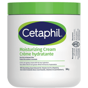 Cetaphil Moisturizing Crème à l'huile d'amande douce et à la glycérine 566 g - 48hr Hydratation pour peau sèche à très sèche et sensible - Sans parfum, sans paraben - Dermatologue Recommandé