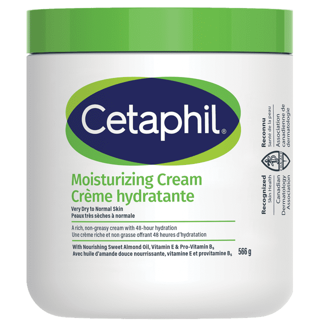 Cetaphil Moisturizing Crème à l'huile d'amande douce et à la glycérine 566 g - 48hr Hydratation pour peau sèche à très sèche et sensible - Sans parfum, sans paraben - Dermatologue Recommandé