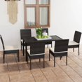 thumbnail image 1 of vidaXL 7 Piece Garden Dining Set Poly Rattan Black, 1 of 8